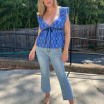 By Together | Cobalt Blue V-Neck Eyelet Top | Sweetest Stitch Boutique 