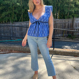 By Together | Cobalt Blue V-Neck Eyelet Top | Sweetest Stitch Boutique 