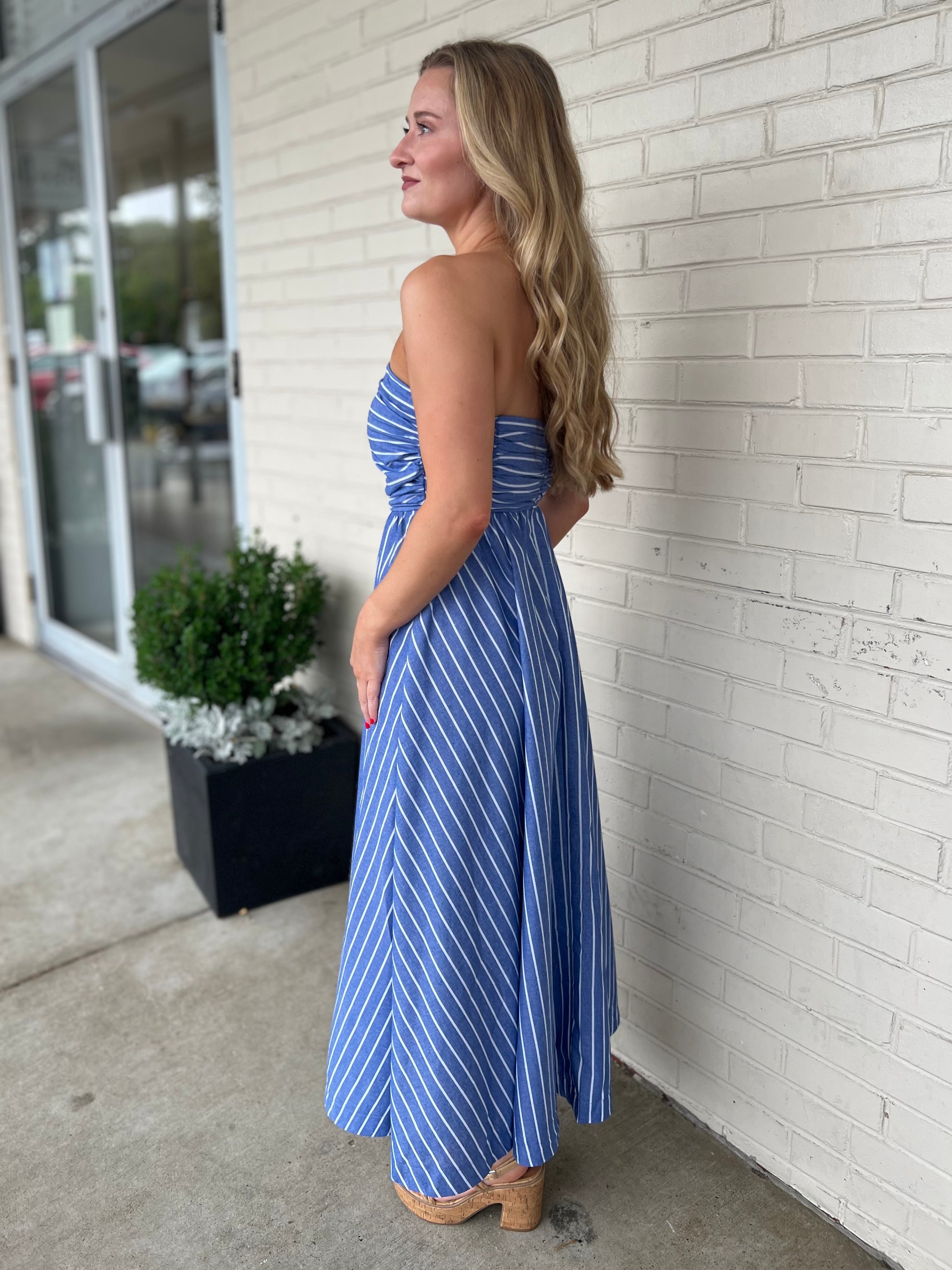 Olivaceous | Nancy Strapless Midi Dress | Sweetest Stitch Boutique