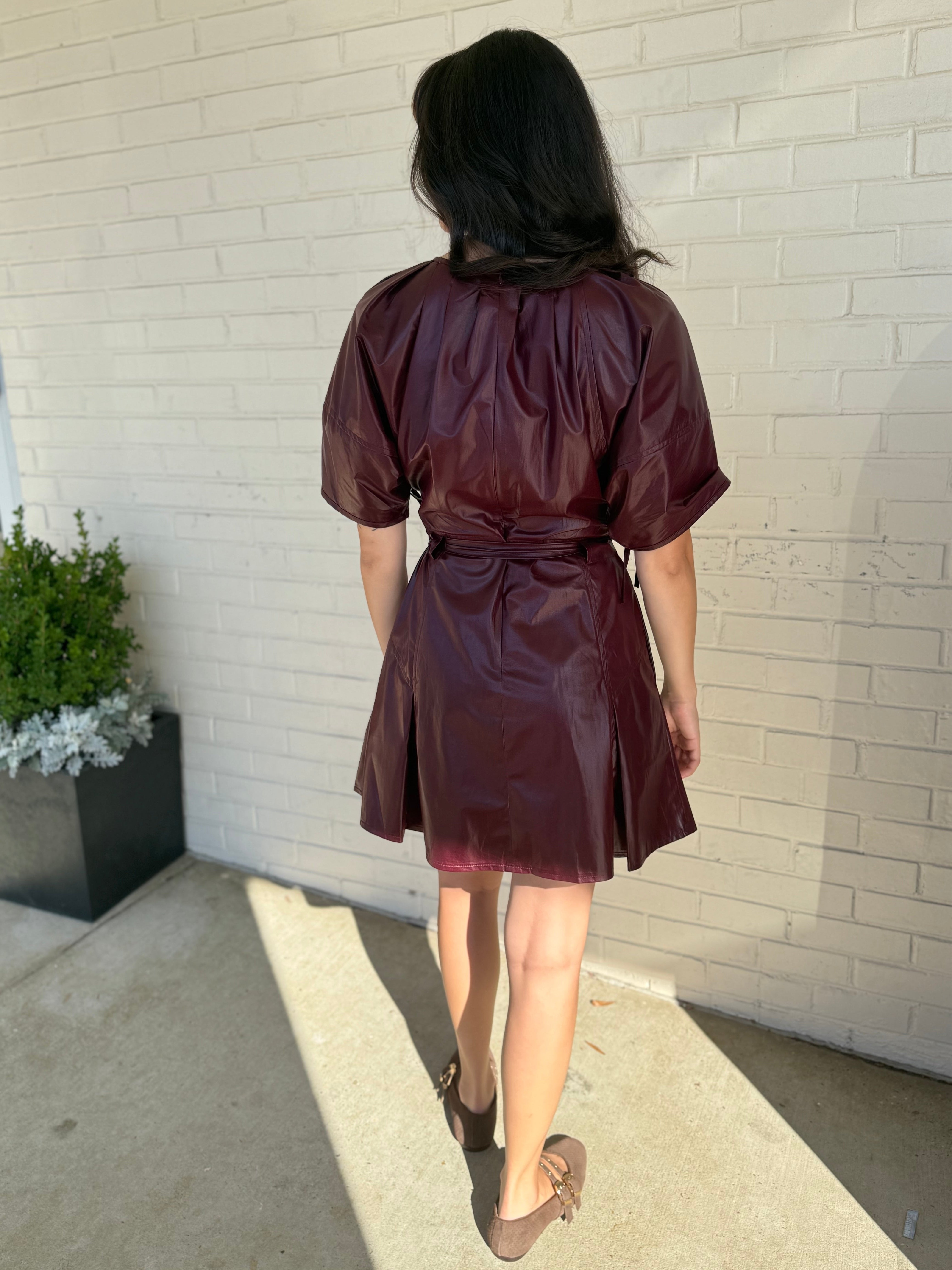 Strut & Bolt | Courtney Faux Leather Dress Burgundy | Sweetest Stitch