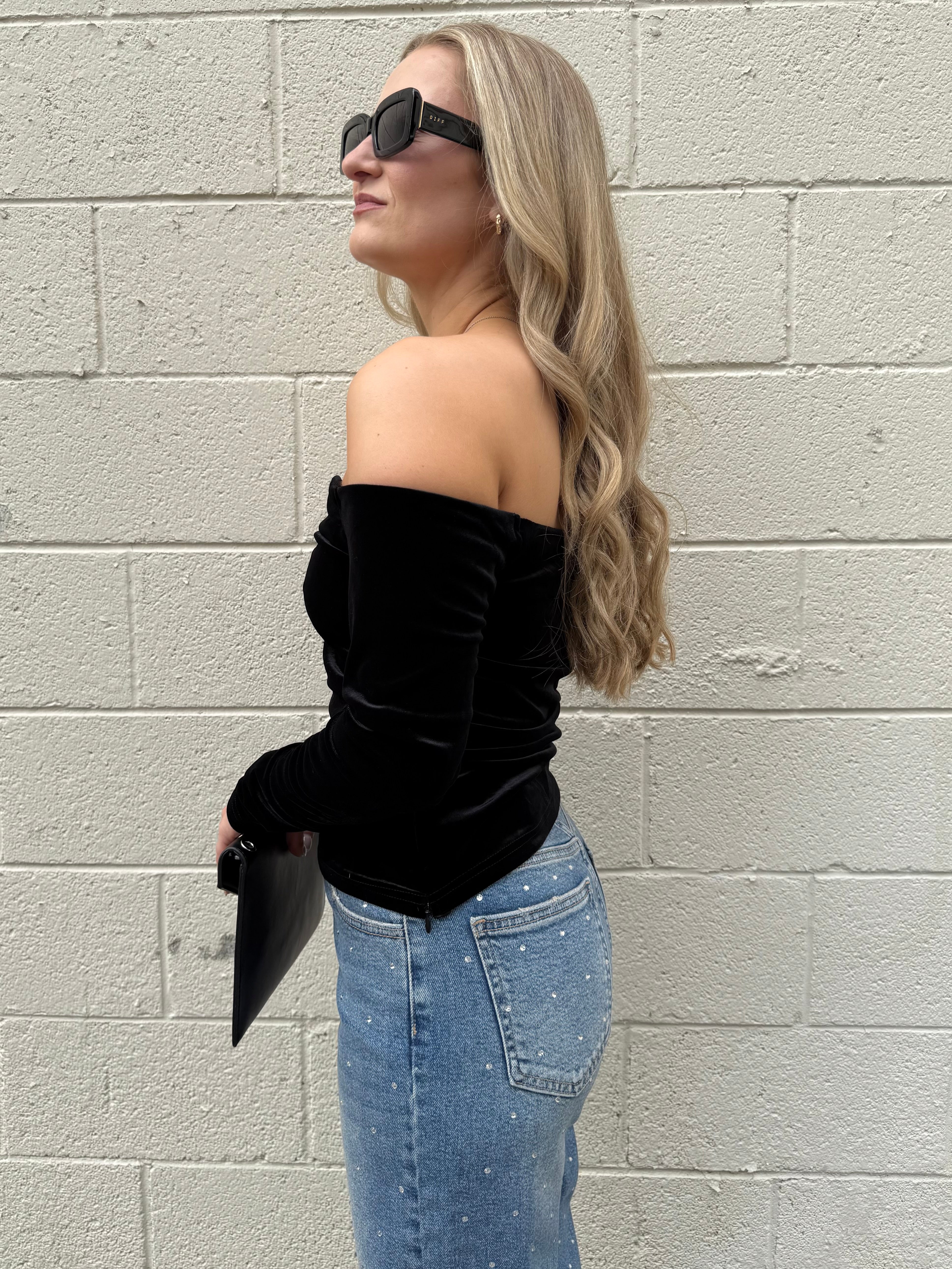 ASTR The Label | Salem Velvet Off Shoulder Top | Sweetest Stitch