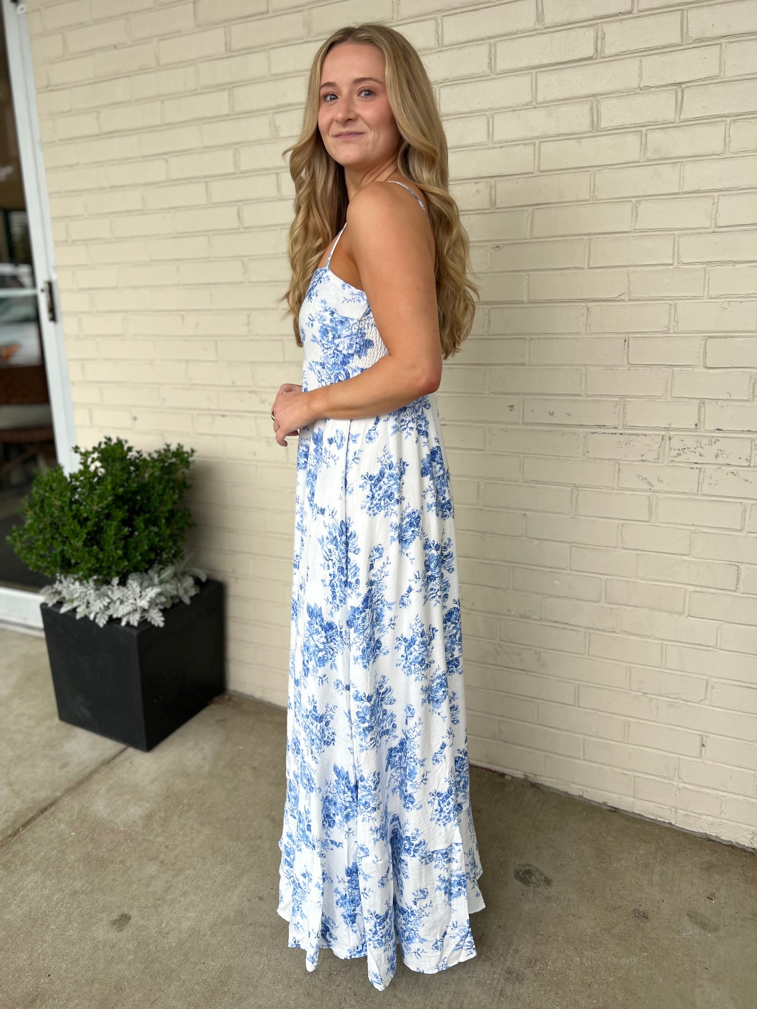 Olivaceous | Melanie Blue Floral Maxi Dress | Sweetest Stitch Boutique