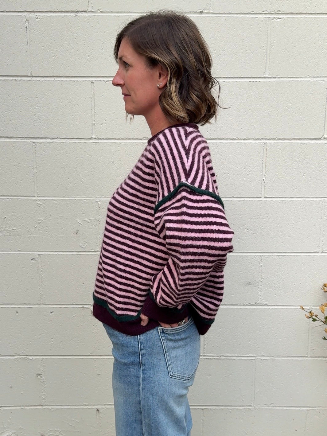 Entro | Joanna Striped Sweater - Plum | Sweetest Stitch Boutique RVA