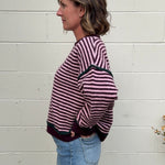 Entro | Joanna Striped Sweater - Plum | Sweetest Stitch Boutique RVA