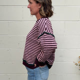 Entro | Joanna Striped Sweater - Plum | Sweetest Stitch Boutique RVA