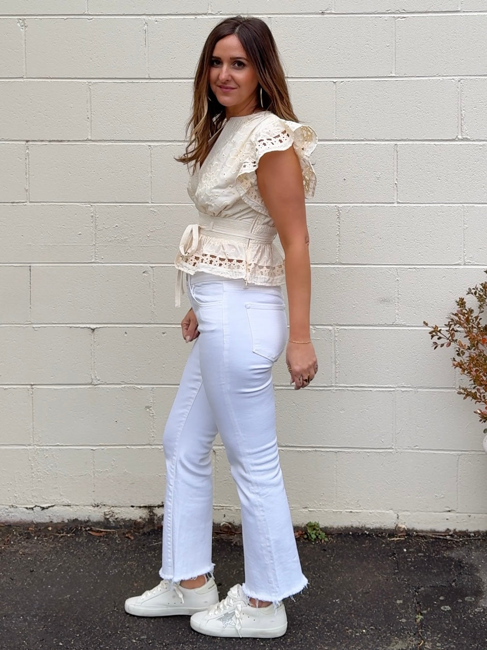 Strut & Bolt | Kaylani Waist Tie Flutter Sleeve Top | Sweetest Stitch