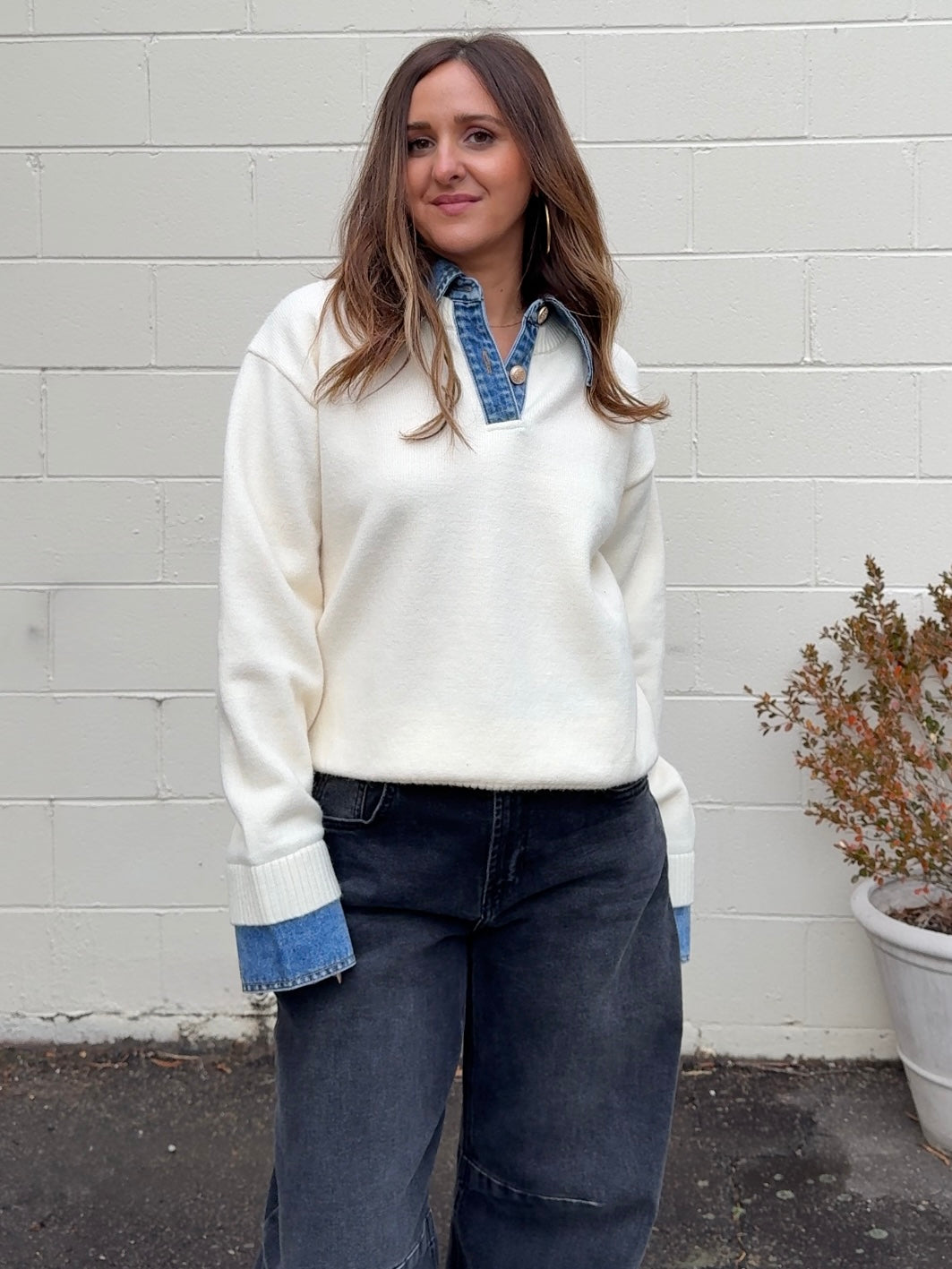 Olivaceous | Emely Faux Layered Sweater | Sweetest Stitch Boutique