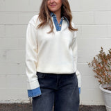 Olivaceous | Emely Faux Layered Sweater | Sweetest Stitch Boutique