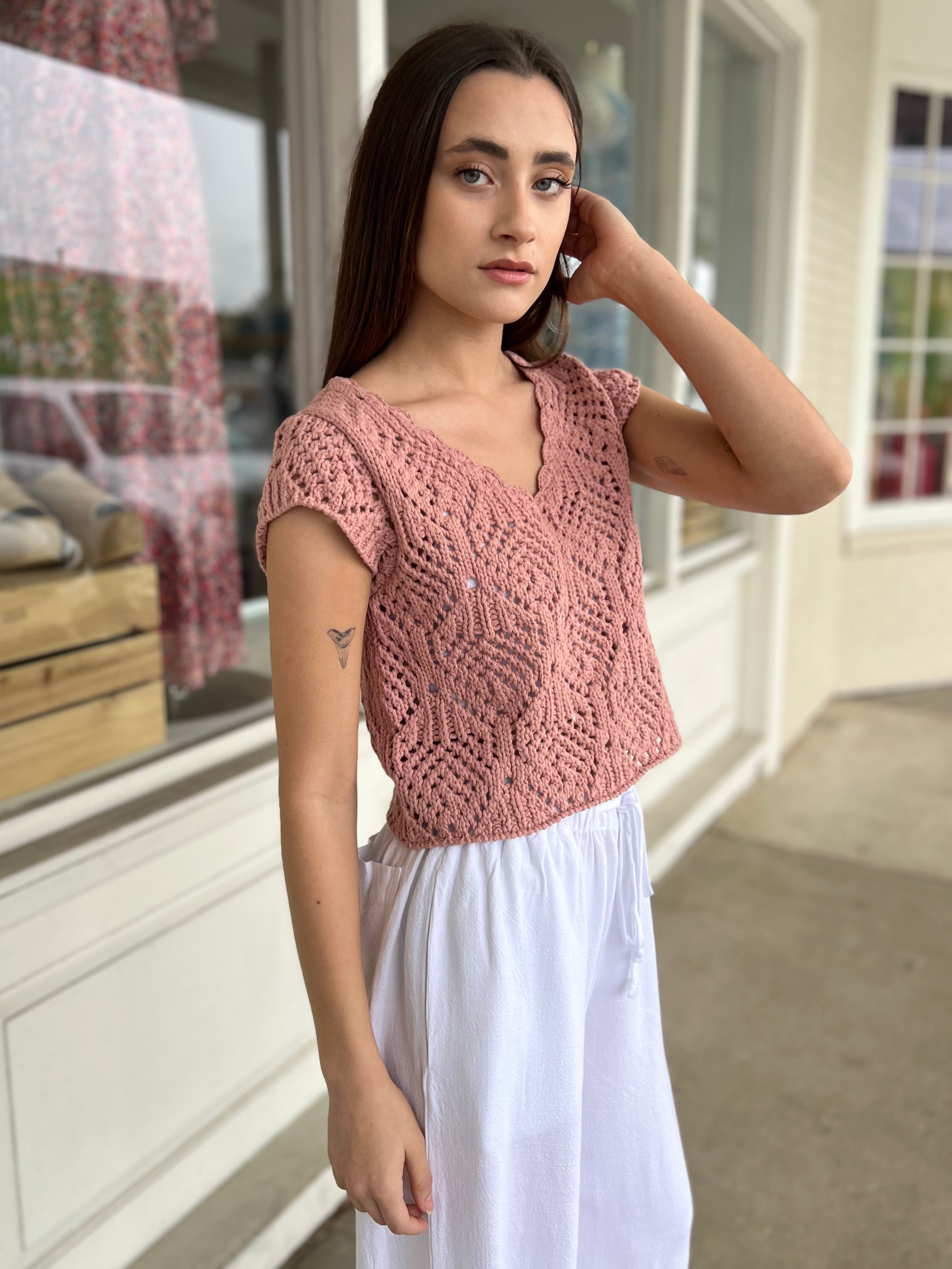 Kendra Crochet Knit Top