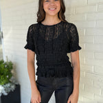 Miou Muse | Brooke Lace Short Sleeve Top | Sweetest Stitch