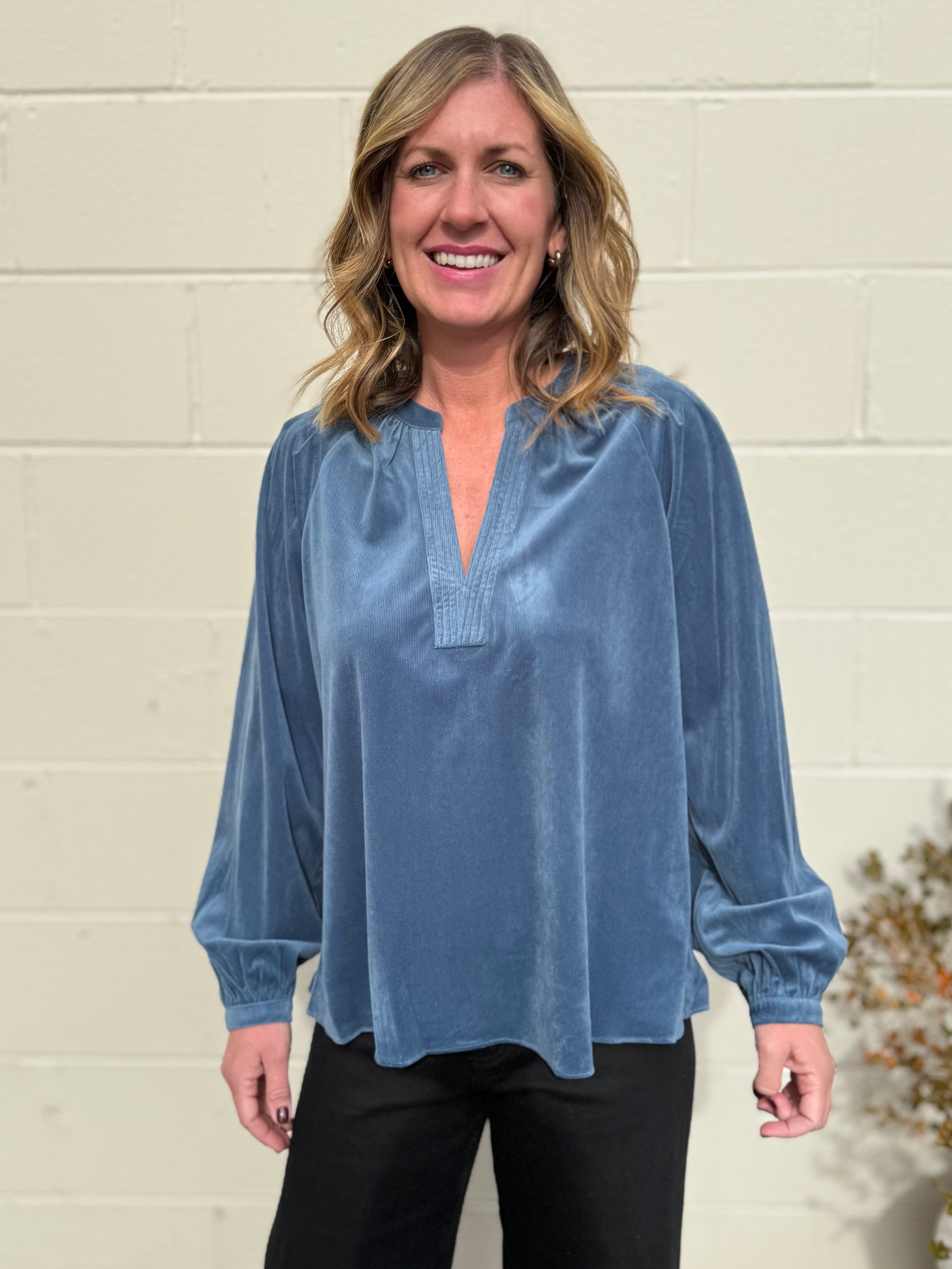 Current Air | Samantha V-Neck Corduroy Blouse | Sweetest Stitch