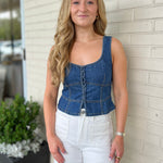 Olivaceous | Callie Sleeveless Denim Top | Sweetest Stitch Boutique