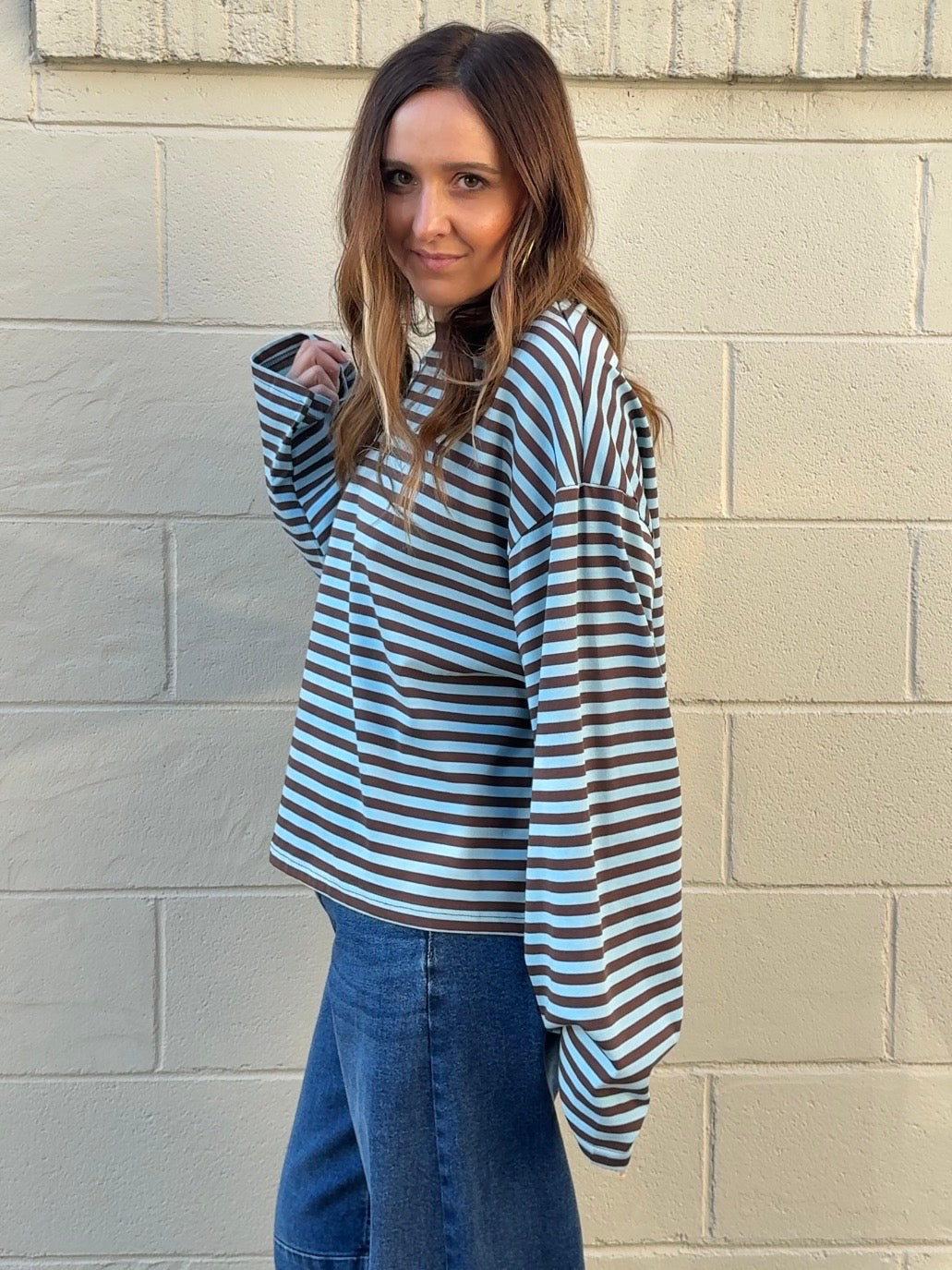 Olivaceous | Anna Striped Oversized Tee | Sweetest Stitch Boutique