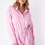 Entro | Pink Striped Long Sleeve Romper | Sweetest Stitch