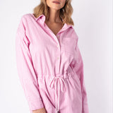 Entro | Pink Striped Long Sleeve Romper | Sweetest Stitch