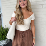 Olivaceous | Frensis Ruched Off Shoulder Top | Sweetest Stitch