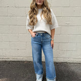 Flying Monkey | Alfie Cuffed Wide Leg Jeans | Sweetest Stitch