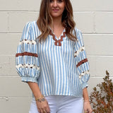 THML | Elisa Striped V-Neck Top | Sweetest Stitch Boutique Richmond