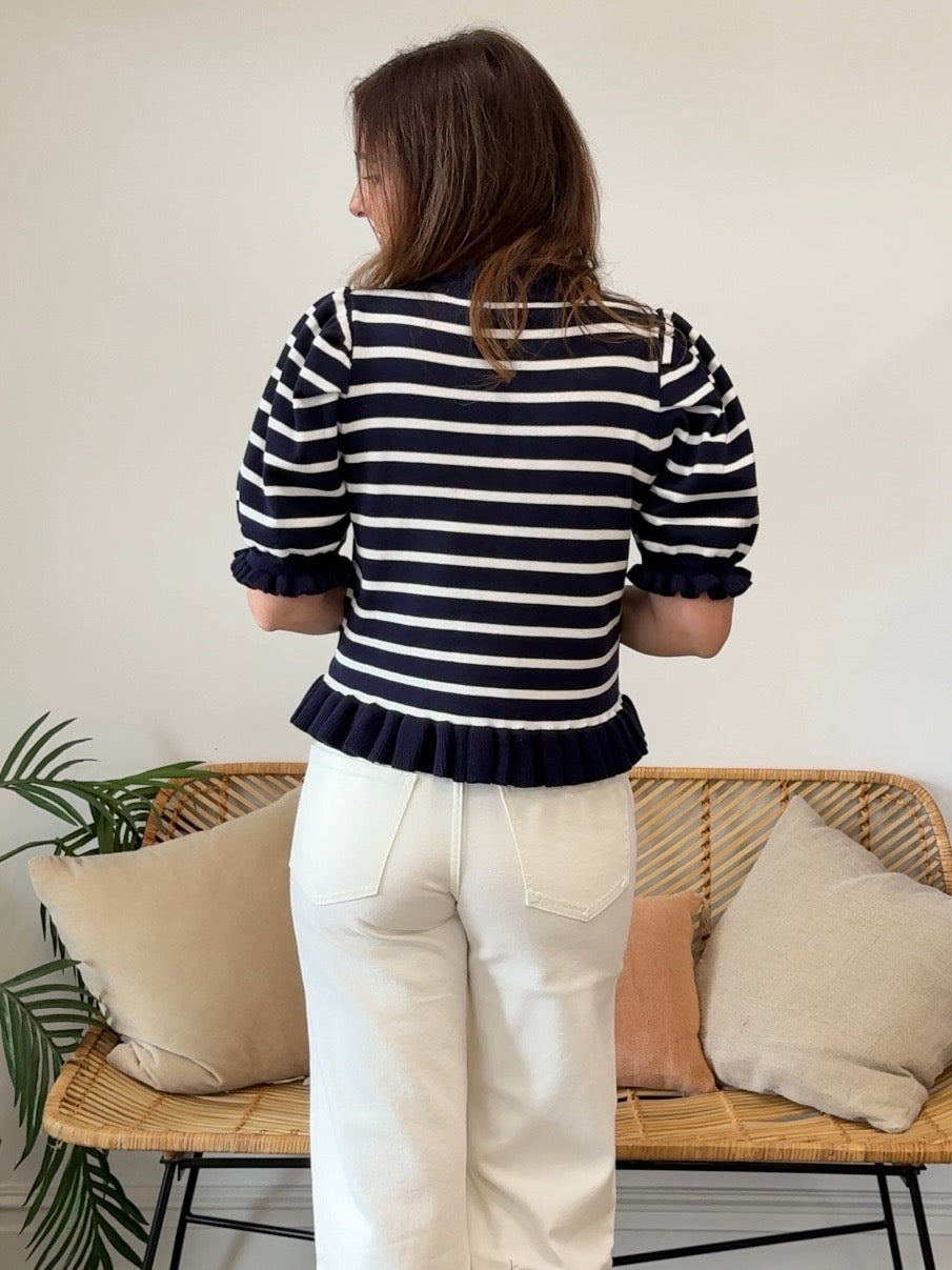 Entro | Meredith Striped Button Front Top | Sweetest Stitch Boutique