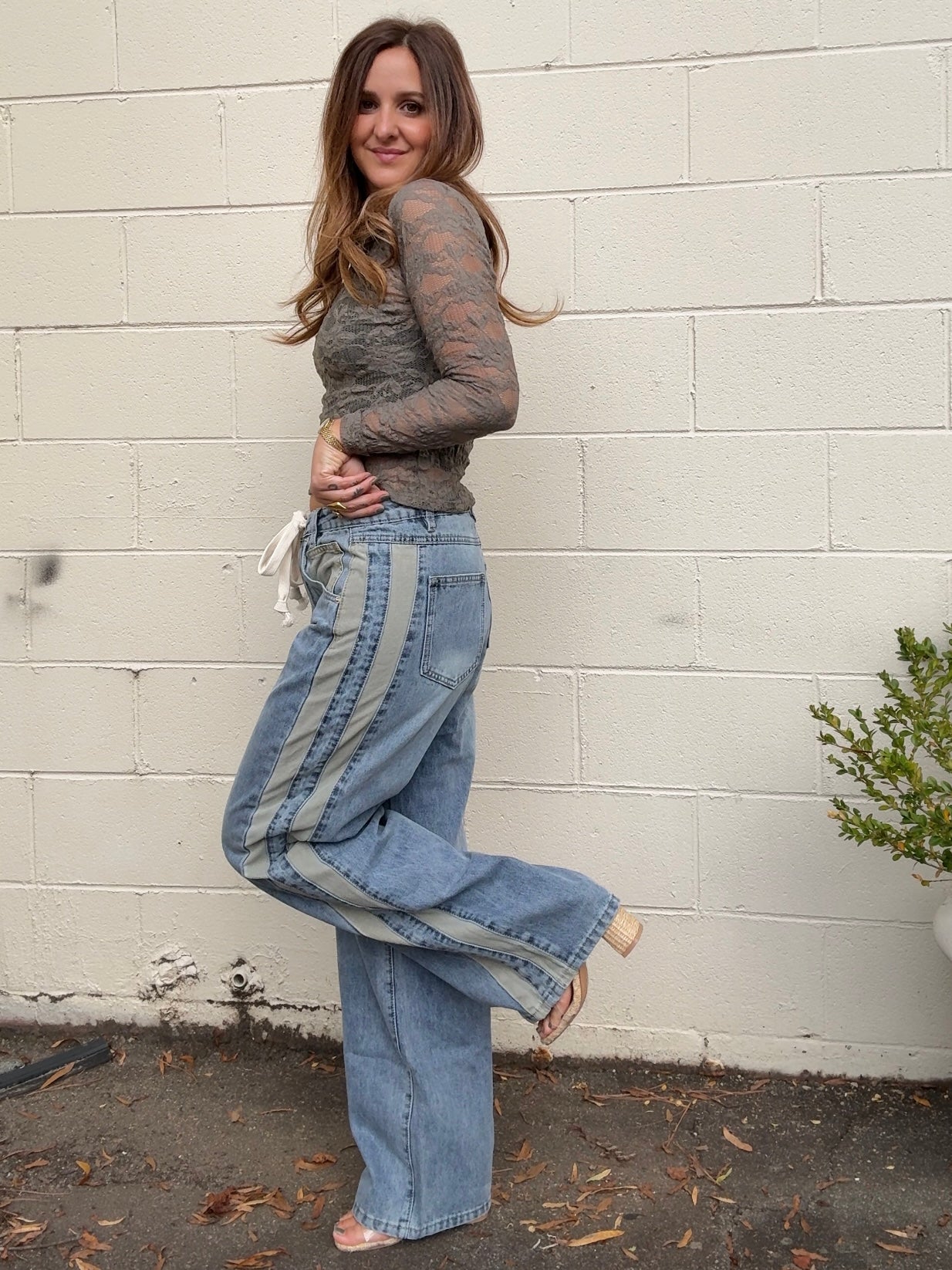 Aaron & Amber | Miley Stripe Slouchy Jeans | Sweetest Stitch Boutique