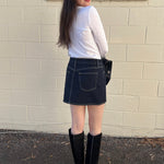 Just Black Denim | Dark Wash Denim Mini Skirt | Sweetest Stitch