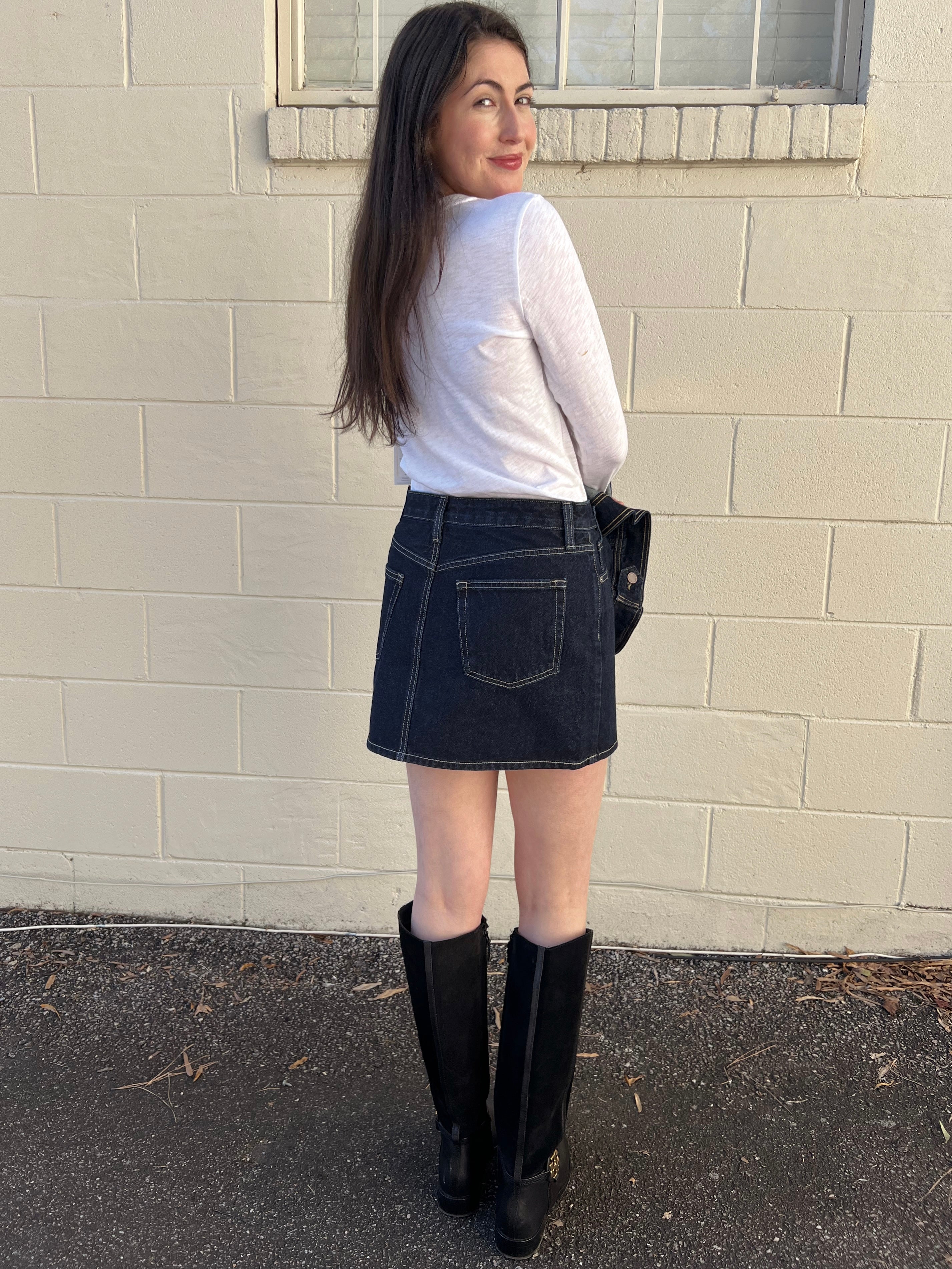 Just Black Denim | Dark Wash Denim Mini Skirt | Sweetest Stitch