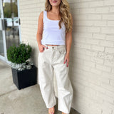 Miou Muse | Piper Barrel Leg Pants - Ecru | Sweetest Stitch Boutique