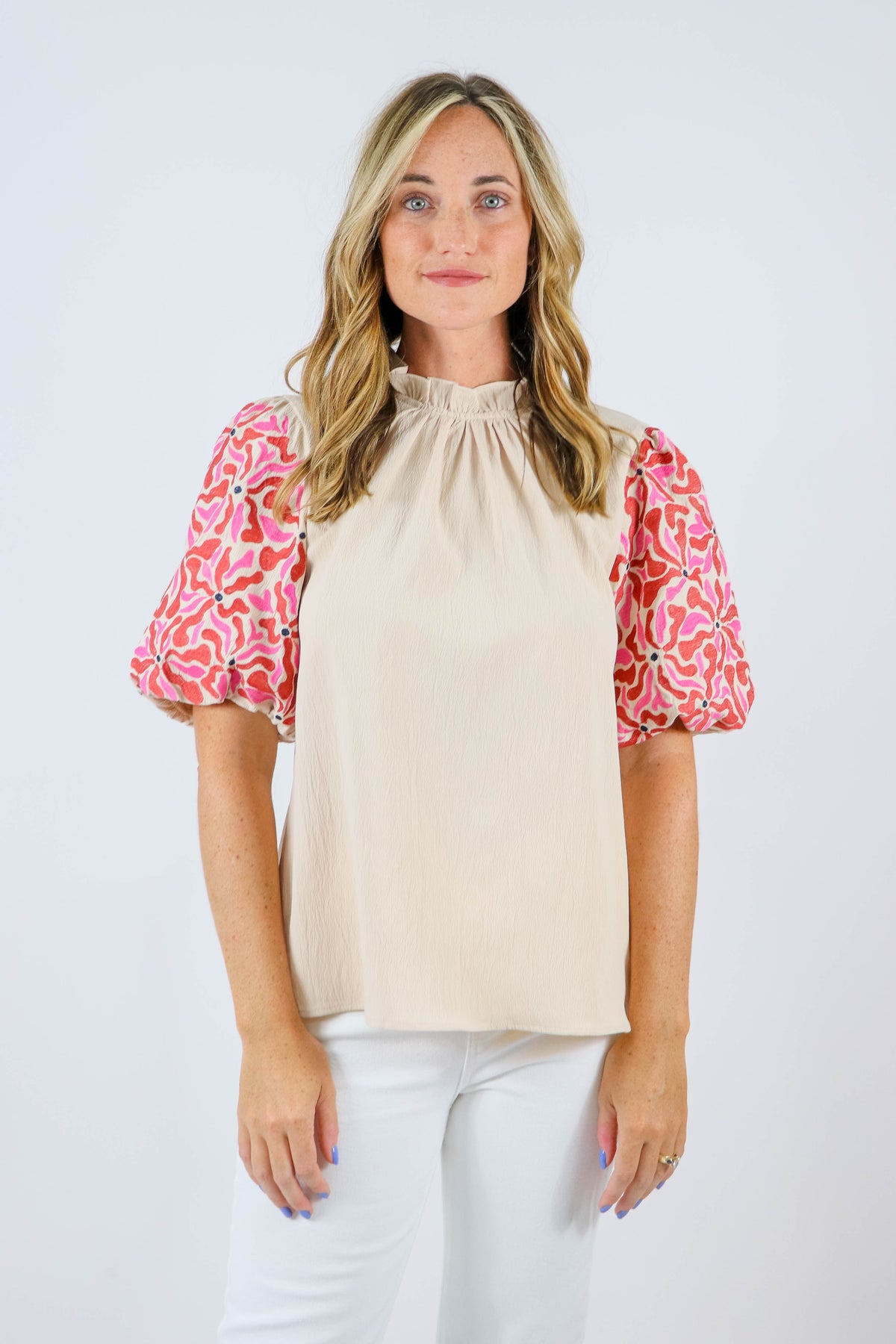 Entro Embroidered Sleeve Top | Sweetest Stitch Online Boutique