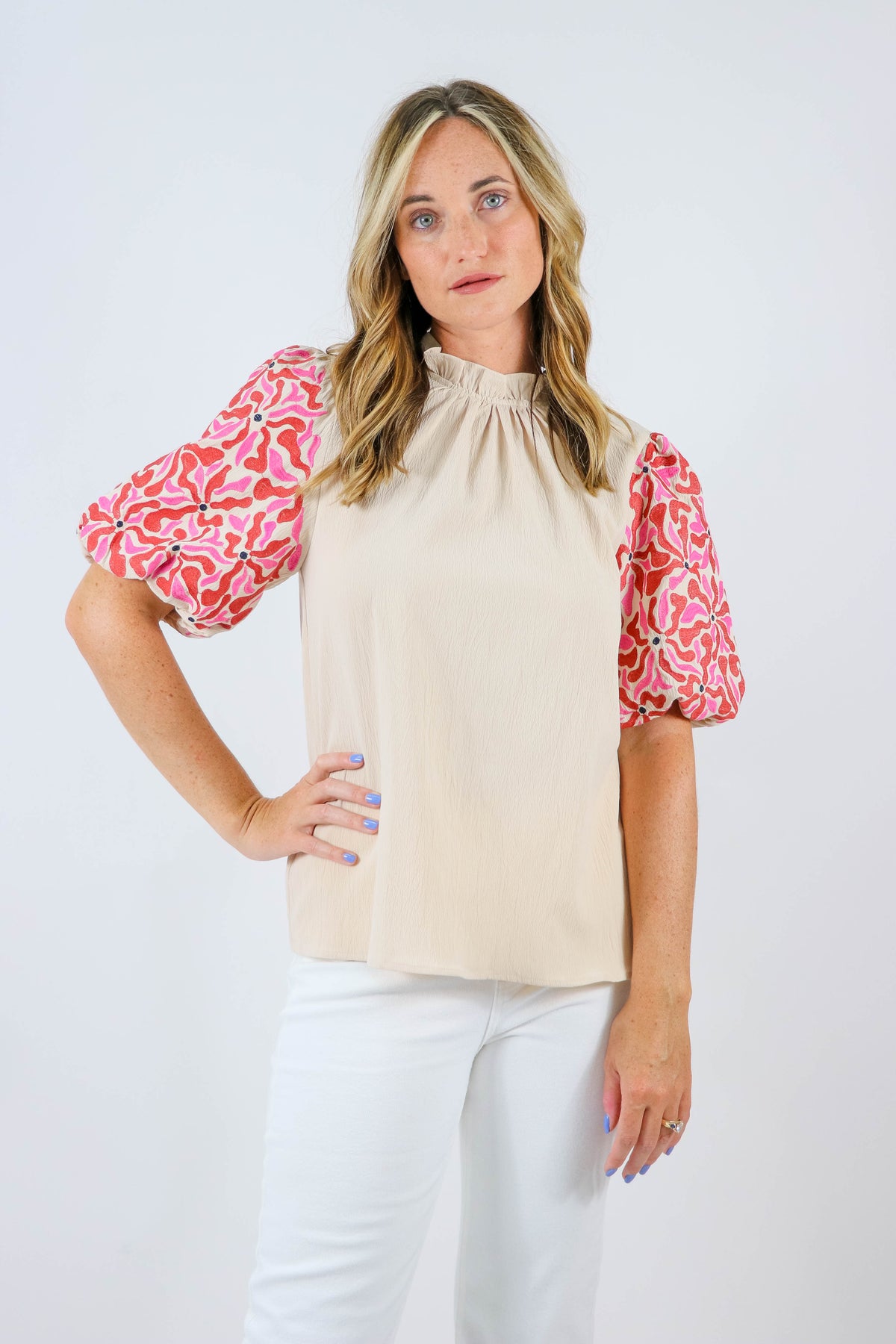 Entro Embroidered Sleeve Top | Sweetest Stitch Online Boutique