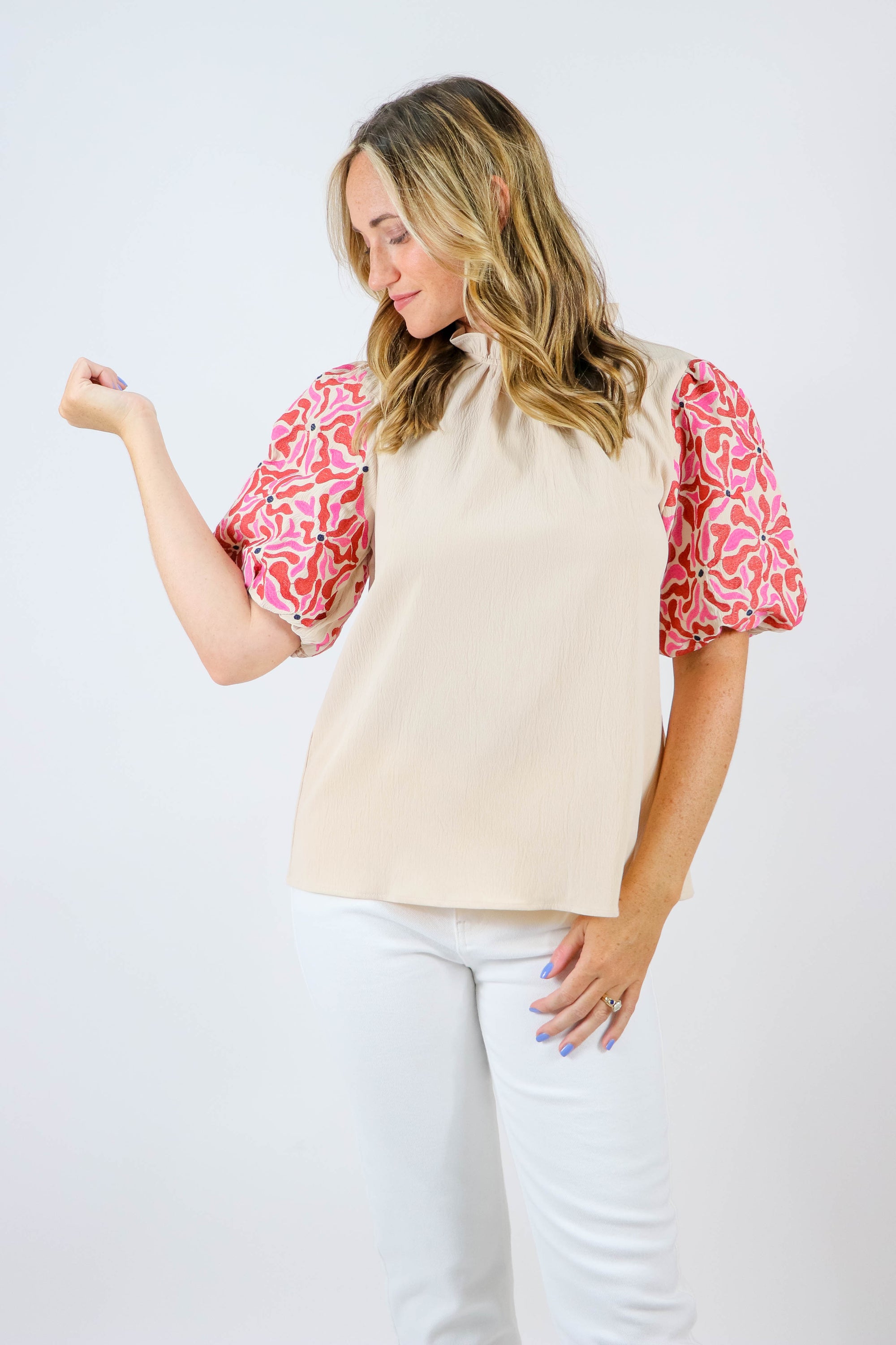 Entro Embroidered Sleeve Top | Sweetest Stitch Online Boutique