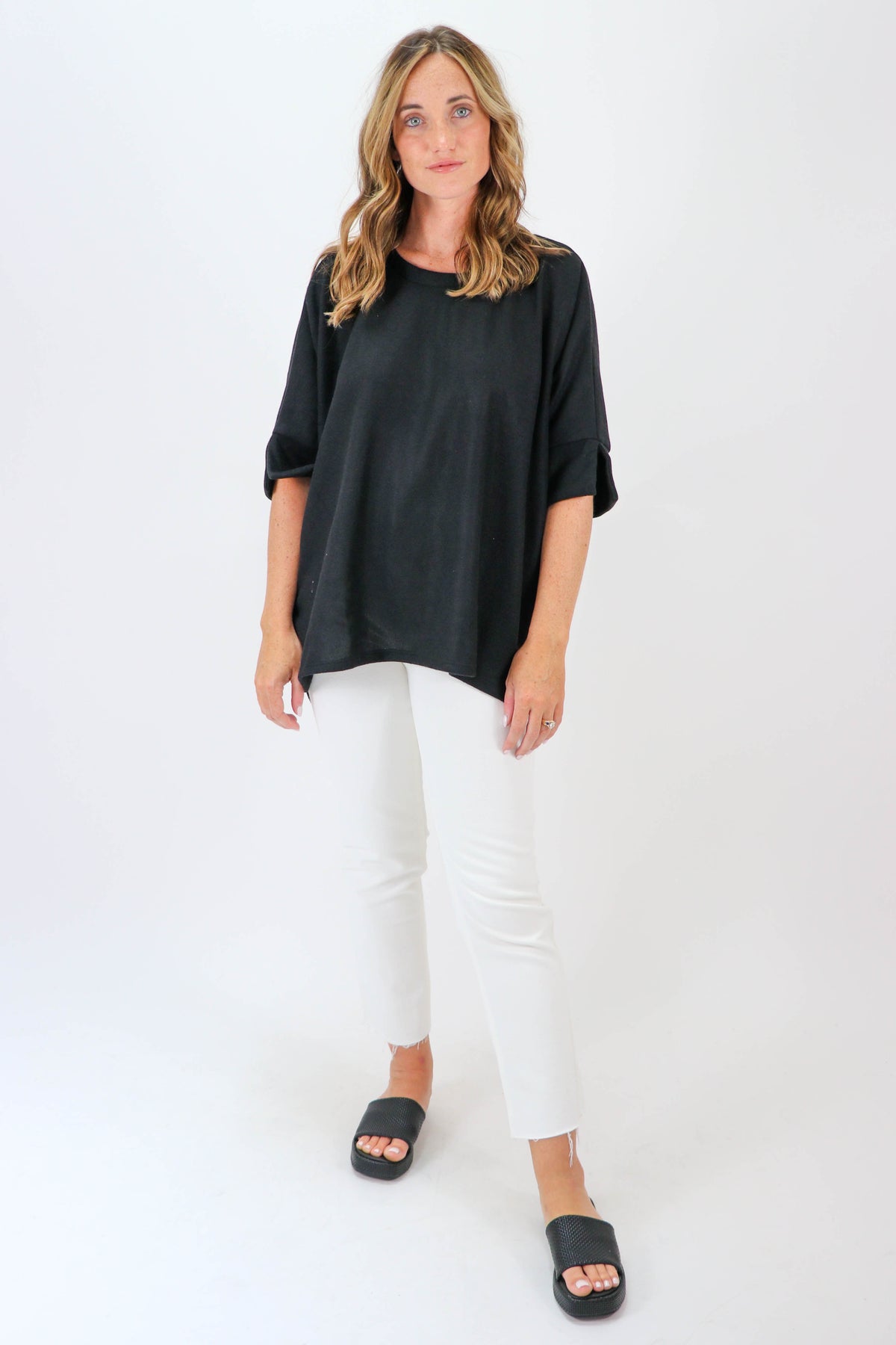 Entro Black Fleece Top | Sweetest Stitch Online Boutique for Women