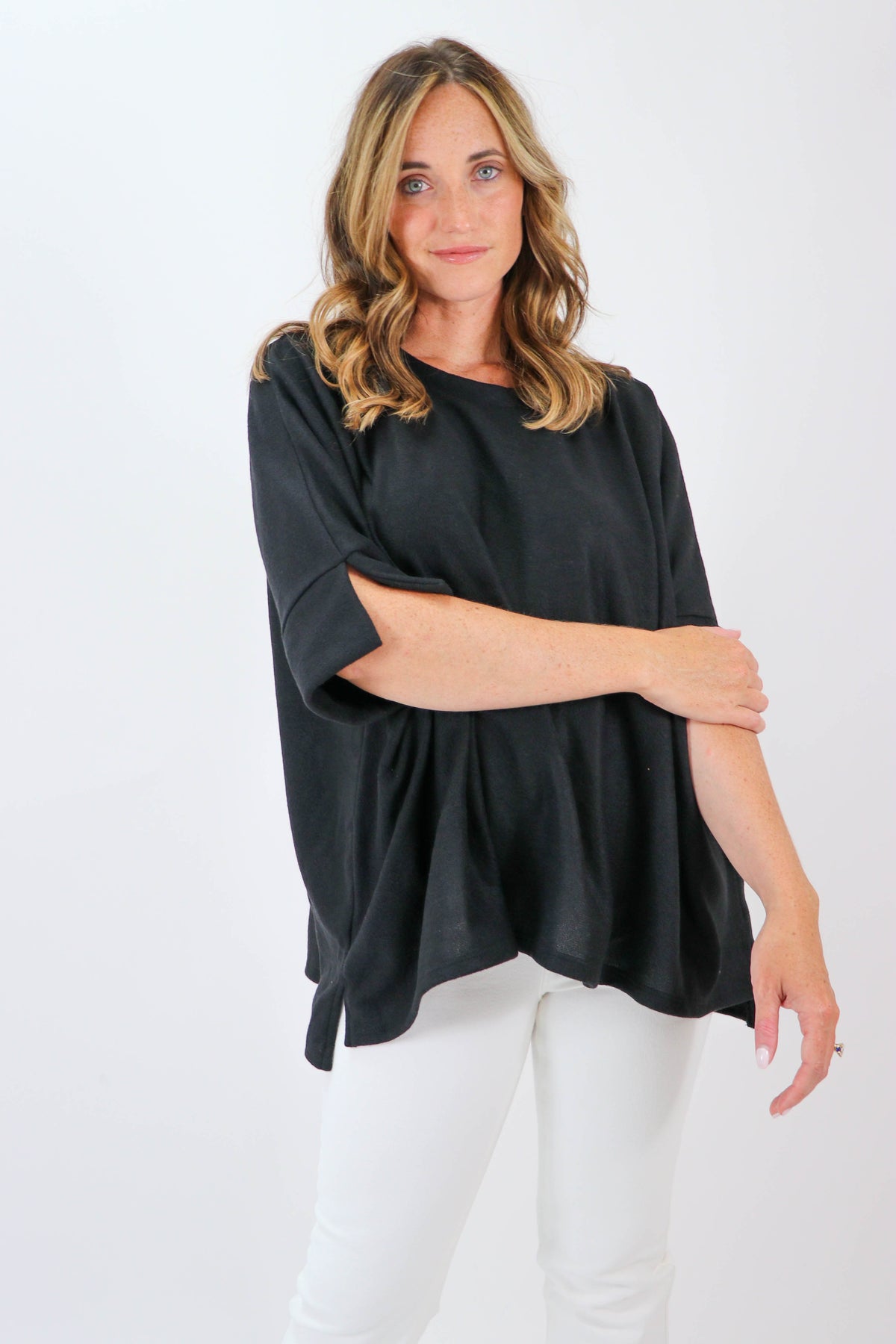 Entro Black Fleece Top | Sweetest Stitch Online Boutique for Women