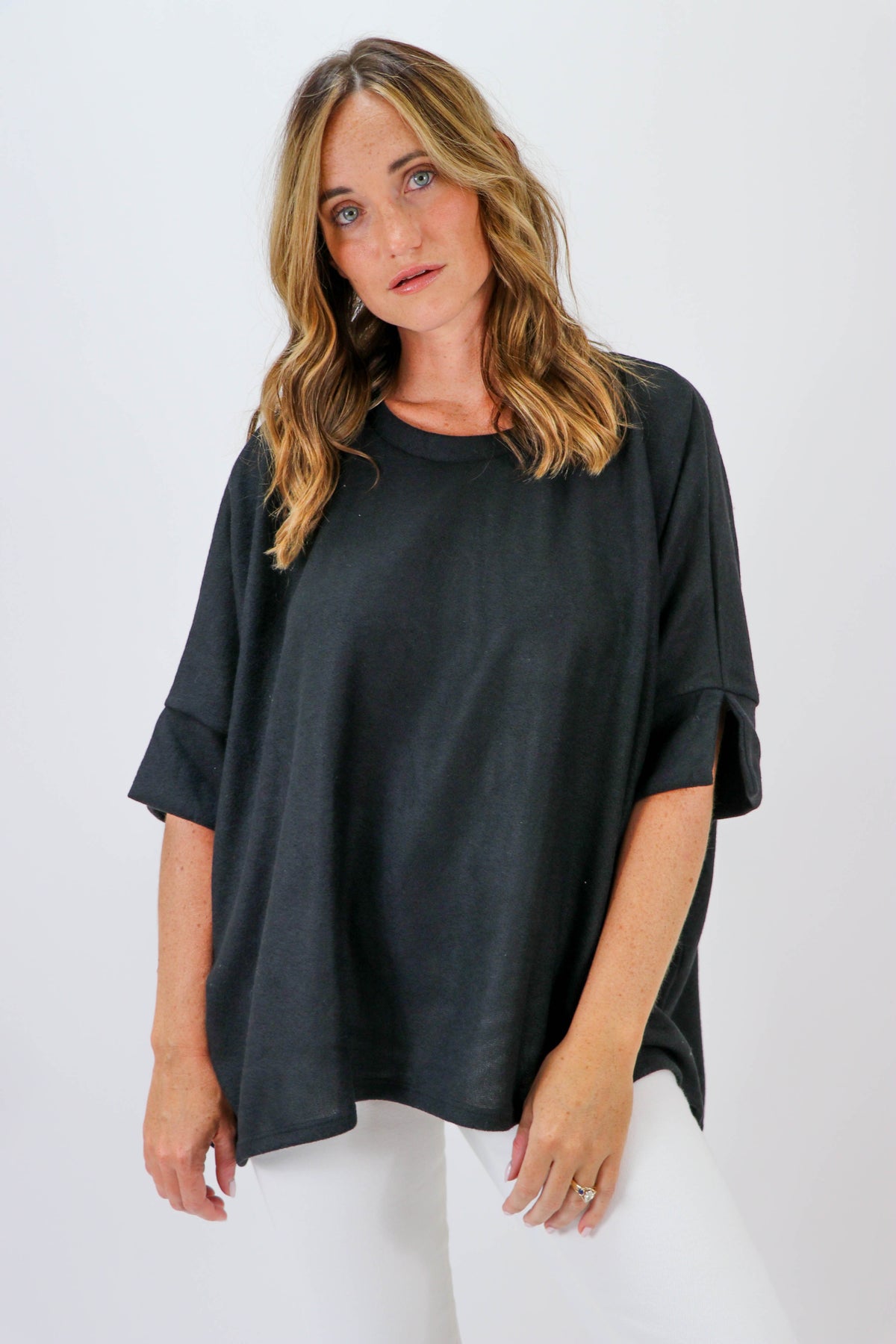 Entro Black Fleece Top | Sweetest Stitch Online Boutique for Women