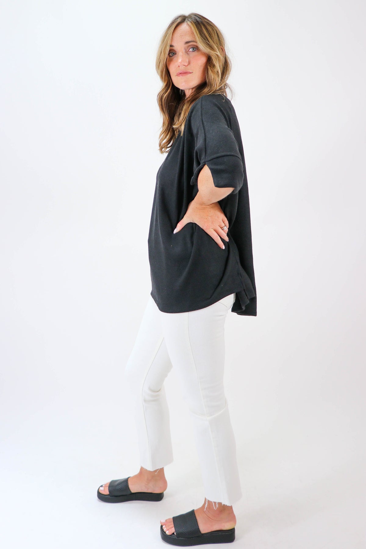 Entro Black Fleece Top | Sweetest Stitch Online Boutique for Women