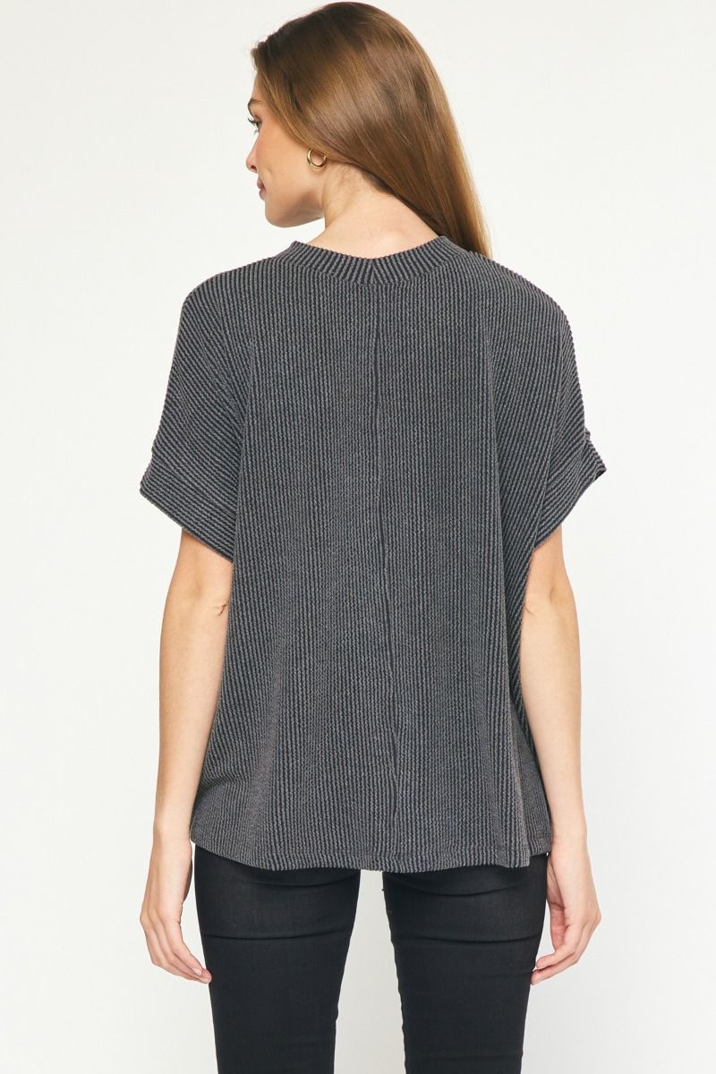 Entro | Ribbed Oversized Short Sleeve Top | Sweetest Stitch Online