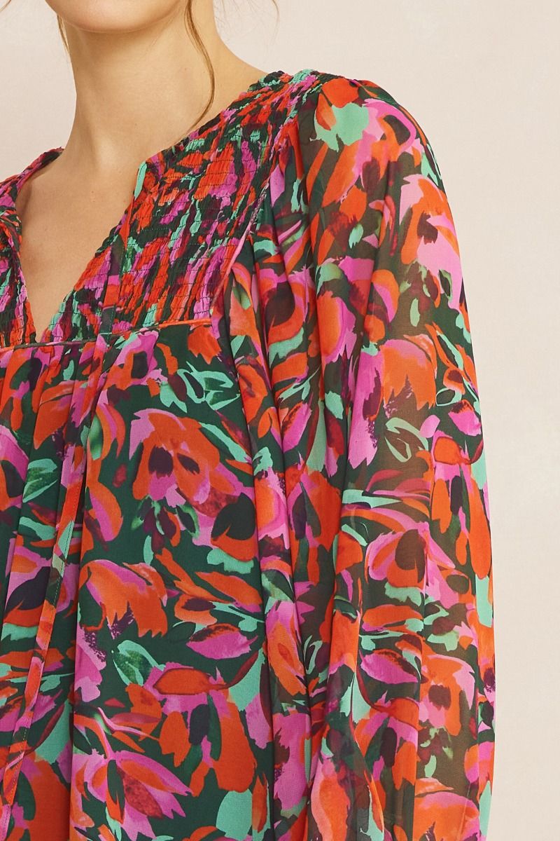 Entro | Printed Long Sleeve Blouse | Sweetest Stitch Online Boutique