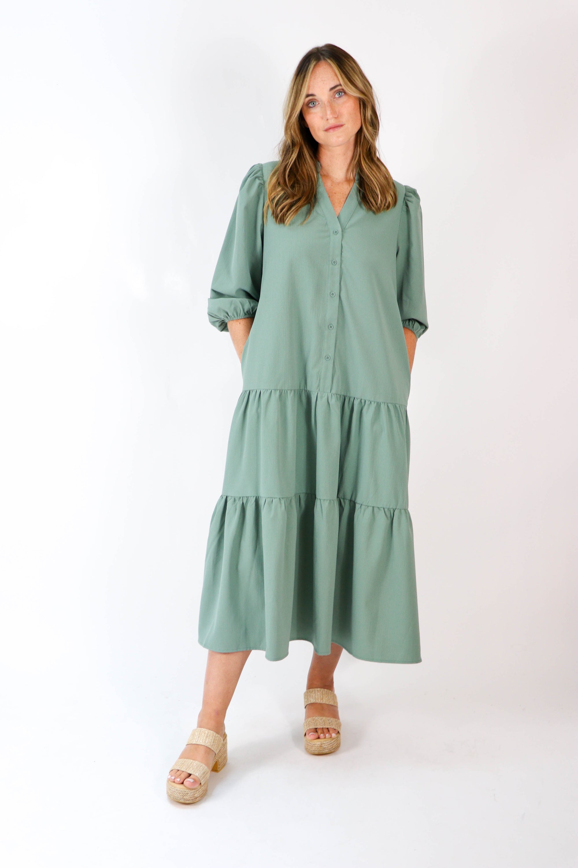 Entro | Tiered Midi Dress | Sweetest Stitch Online Boutique for Women
