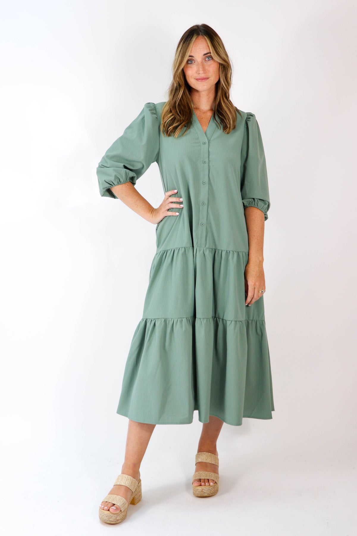 Entro | Tiered Midi Dress | Sweetest Stitch Online Boutique for Women