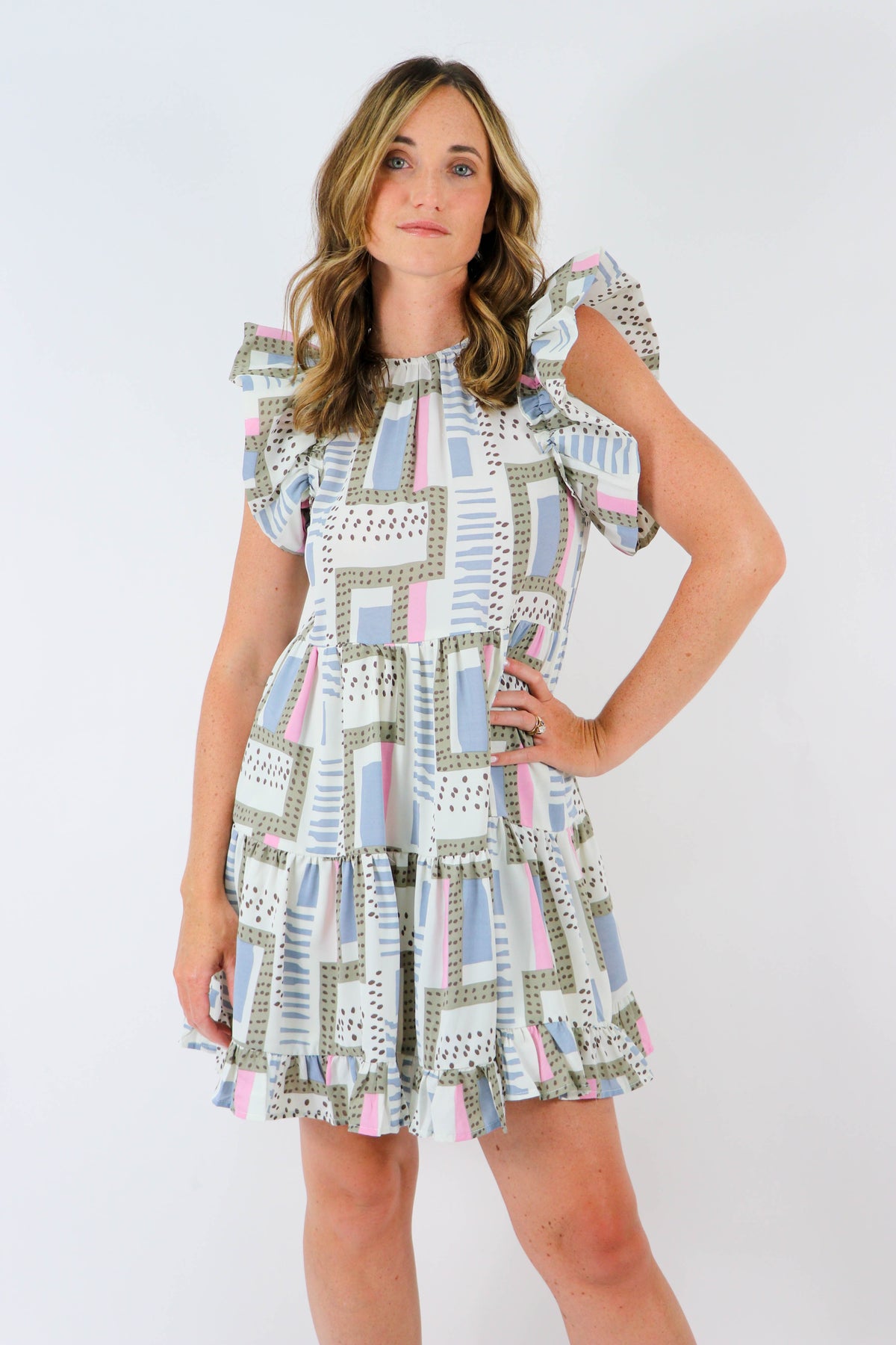 Entro Ruffle Printed Dress | Sweetest Stitch Online Boutique for Women