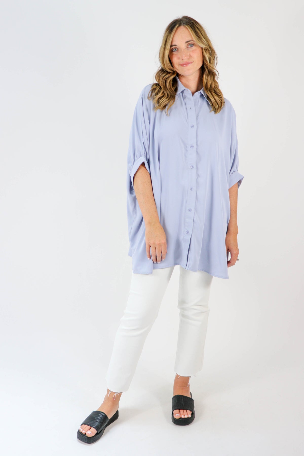 Entro Long Button Down Top for Women | Sweetest Stitch Boutique