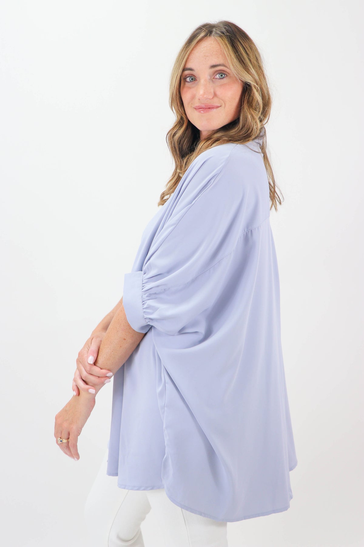 Entro Long Button Down Top for Women | Sweetest Stitch Boutique