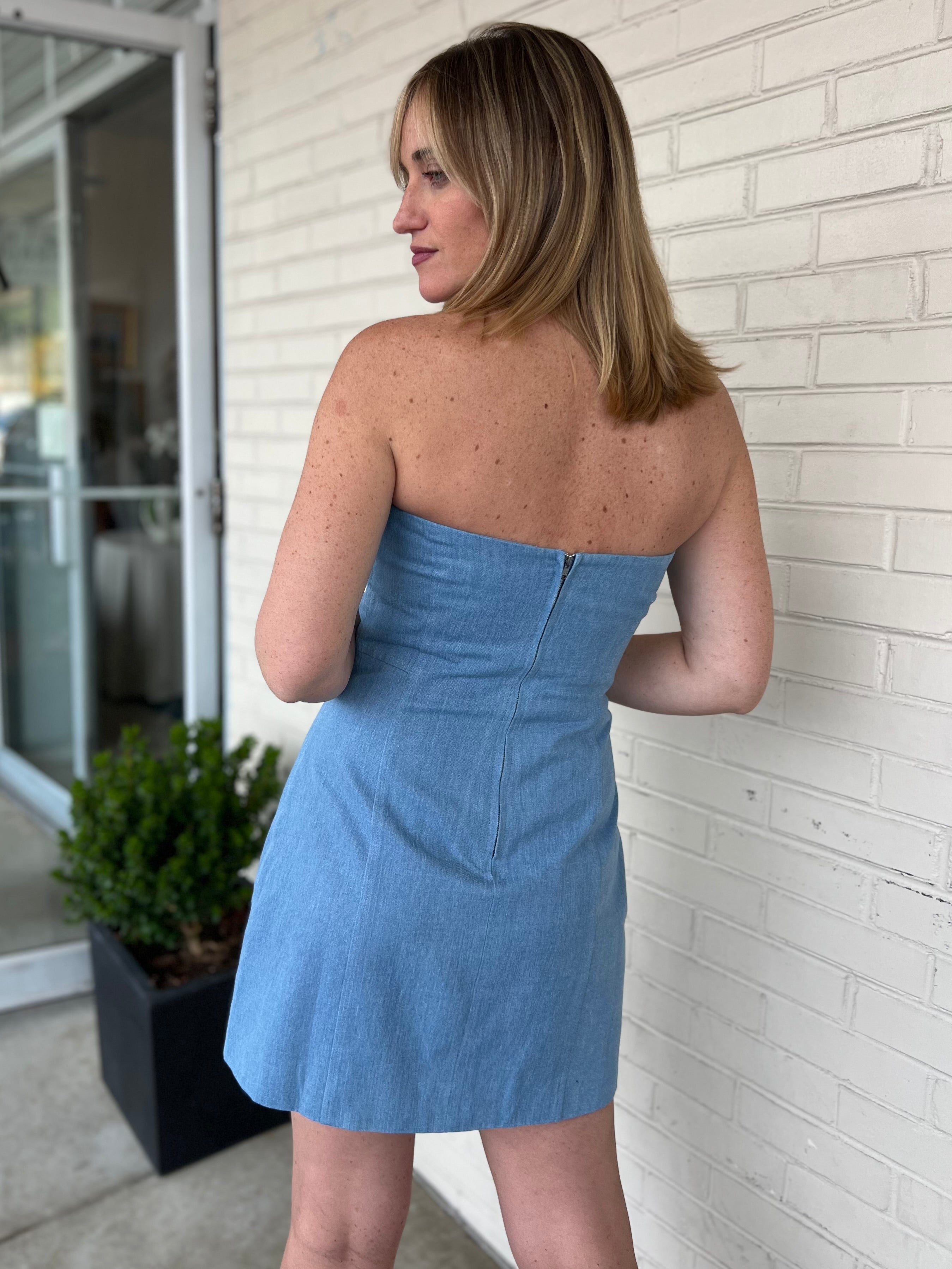 ASTR The Label | Mazzei Denim Strapless Mini Dress | Sweetest Stitch