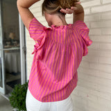 Olivaceous | Missy Stripe Ruffle Sleeve Shirt | Sweetest Stitch 