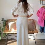 Current Air |Steph White Midi Linen Skirt | Sweetest Stitch Boutique