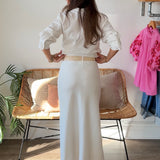 Current Air |Steph White Midi Linen Skirt | Sweetest Stitch Boutique
