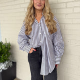 Olivaceous | Mayra Stripe Button Down Shirt | Sweetest Stitch