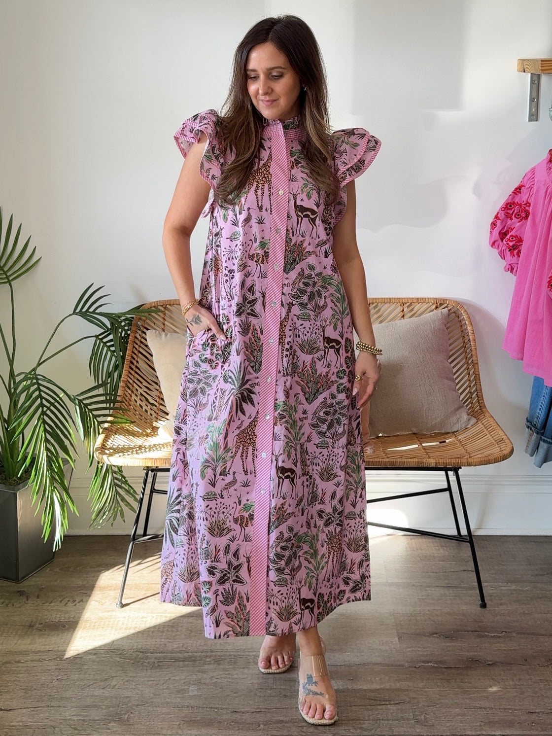 Entro | Sam Ruffle Sleeve Midi Dress | Sweetest Stitch Boutique RVA