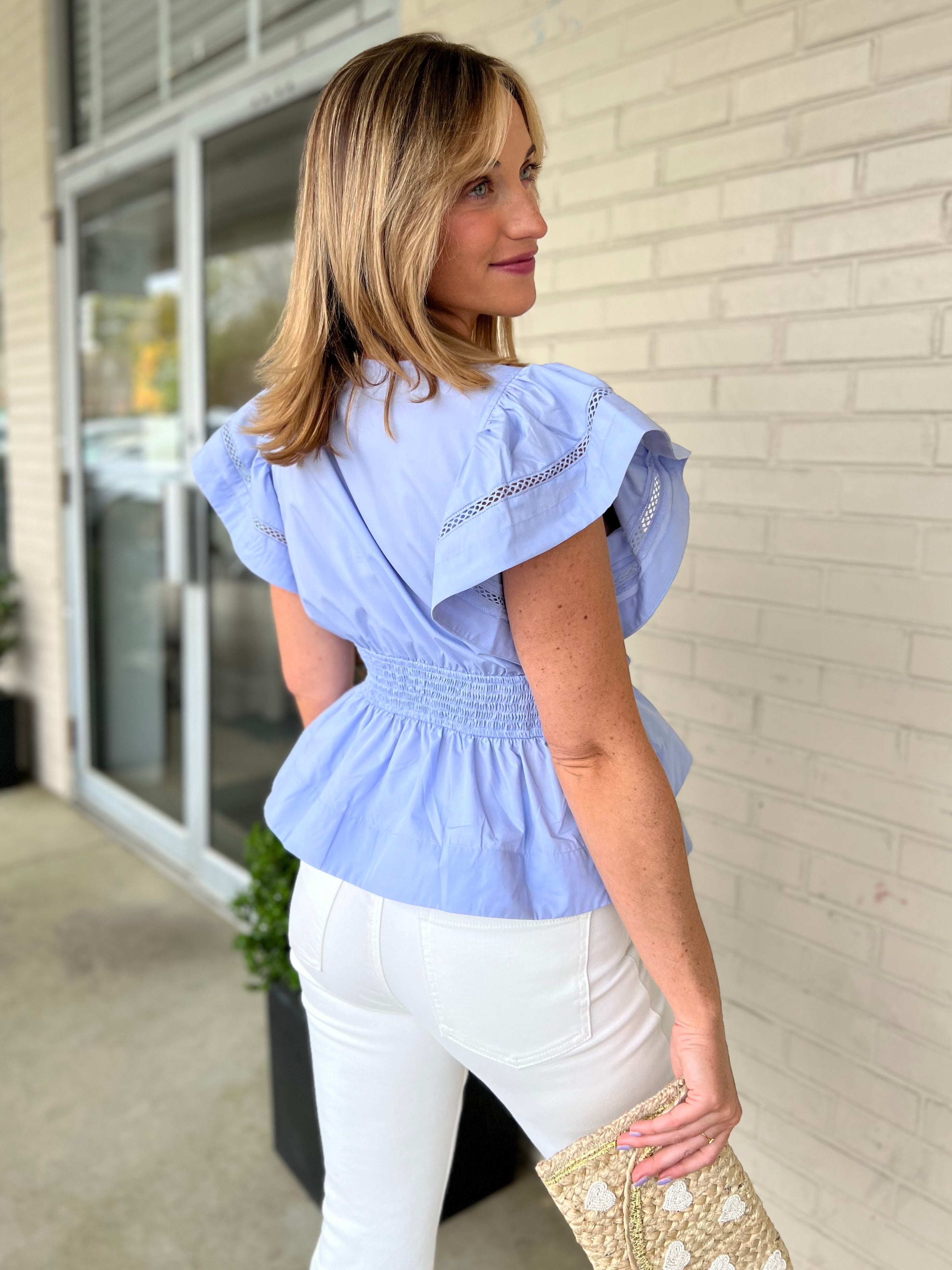 Entro | Flutter Sleeve Peplum Top | Sweetest Stitch Boutique