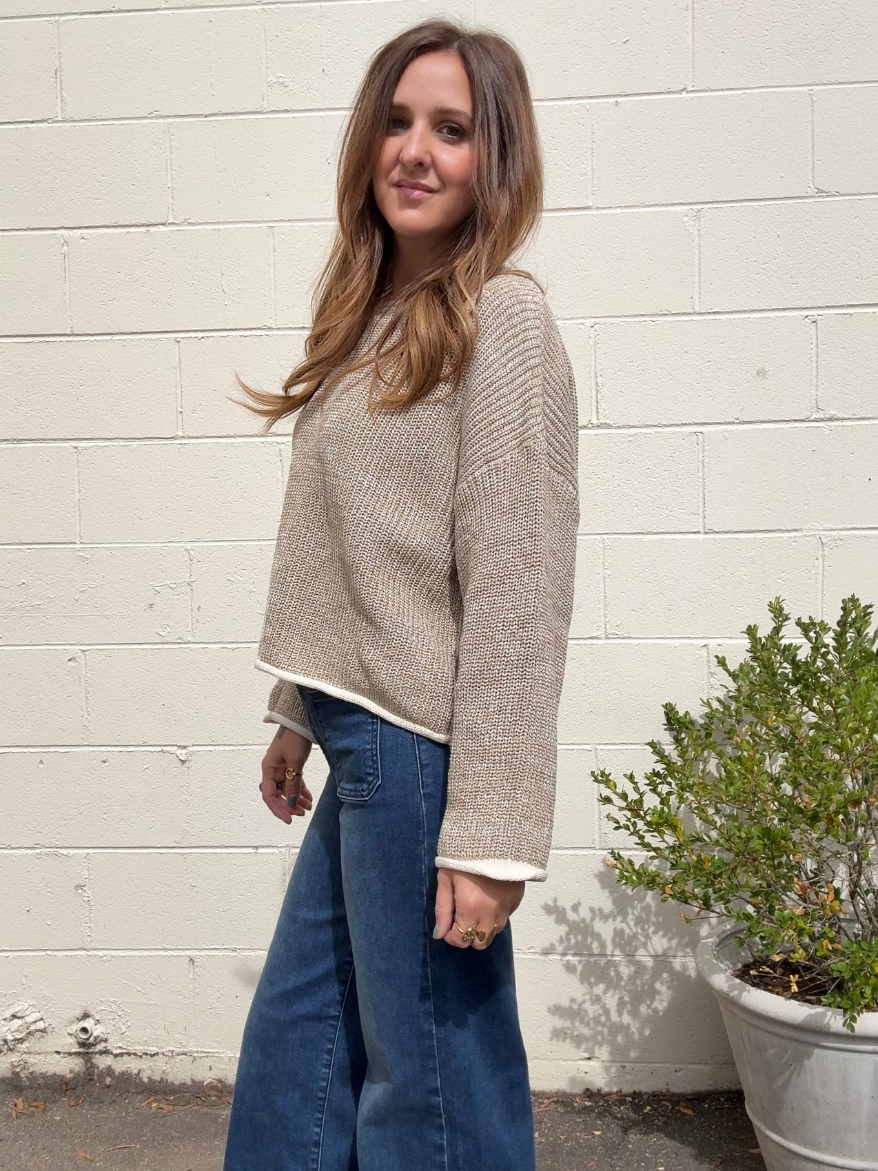 Crescent | Alondra Contrast Trim Sweater | Sweetest Stitch Boutique