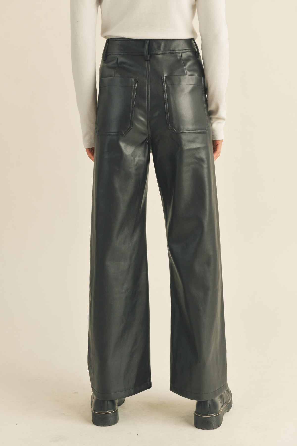 Miou Muse | Wide Leg Faux Leather Pants | Sweetest Stitch Boutique 